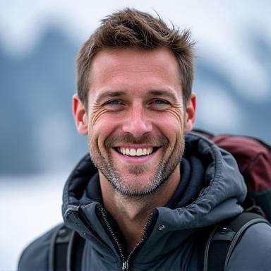 Headshot of Christoph Weber, a smiling mountain guide from Austria.